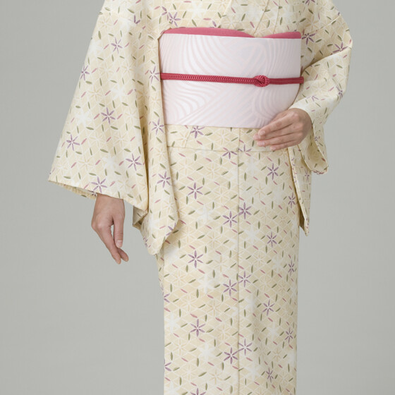 【NEW】単衣着物花七宝・ベージュサムネイル