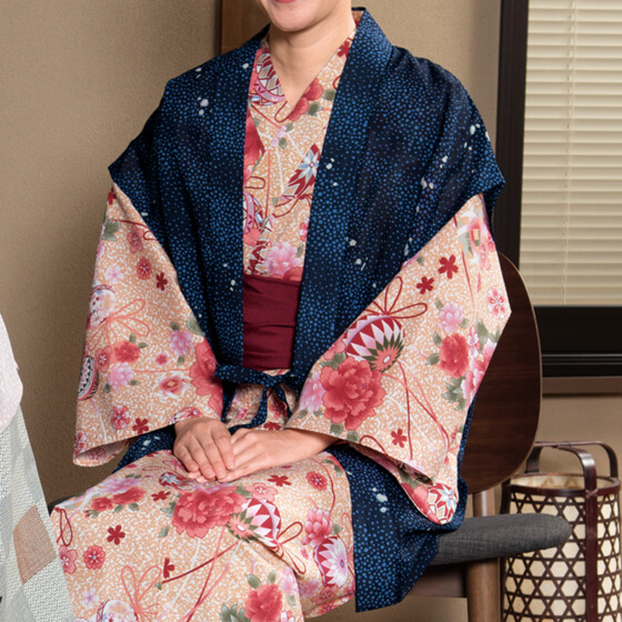 夏用陣羽織（花びらあられ・紺）サムネイル