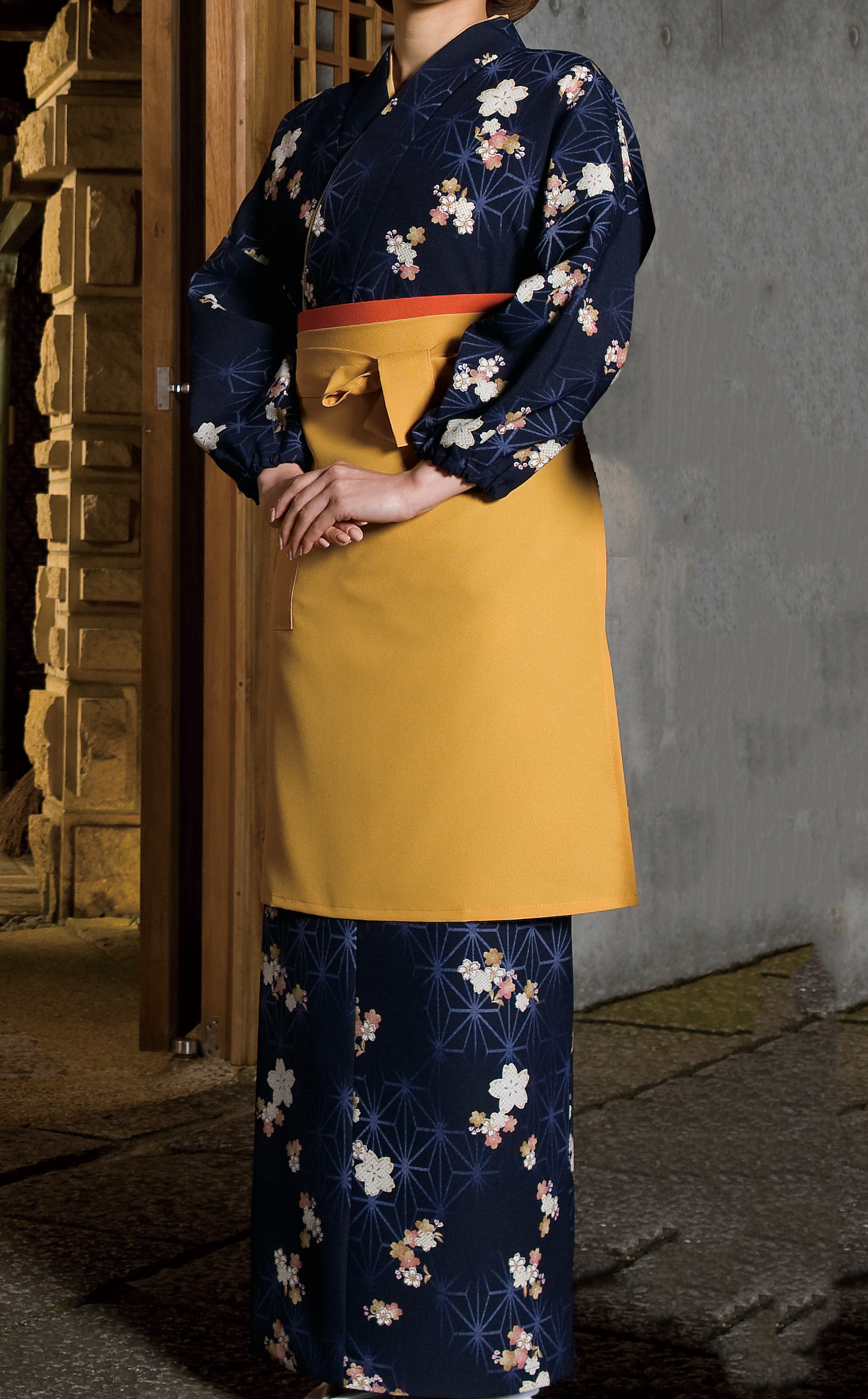 桜と麻の葉・紺