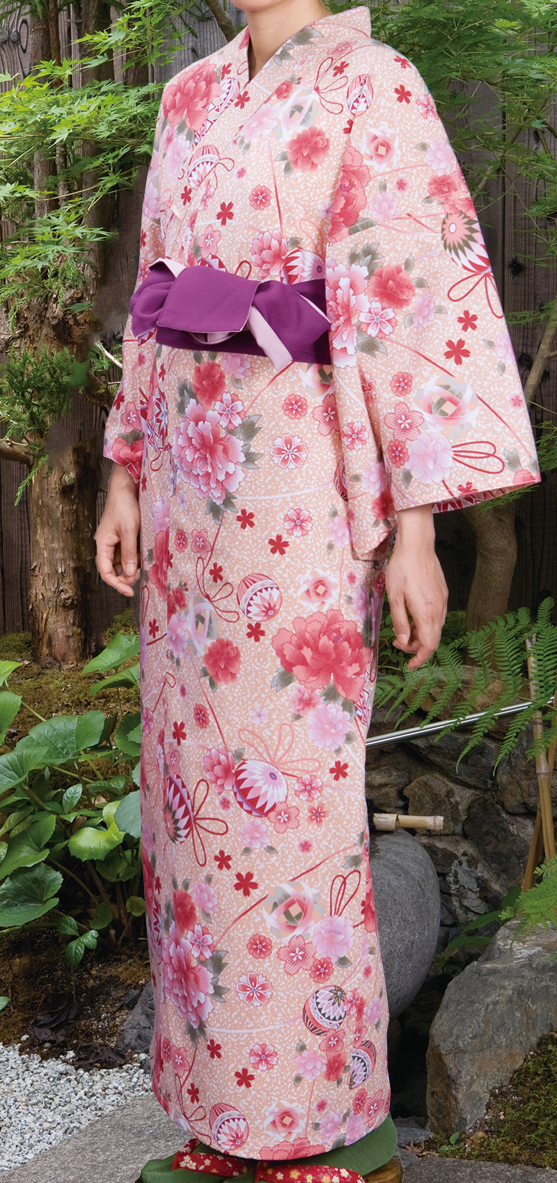 リネン浴衣花てまり