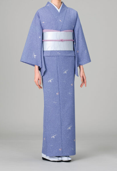 二部式着物Aタイプ（楓とび小紋・藤色）