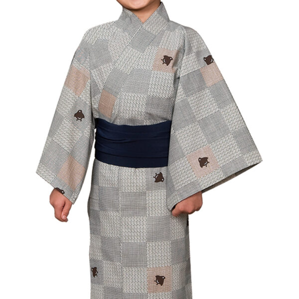 子ども用リネン浴衣（千鳥かすり）
