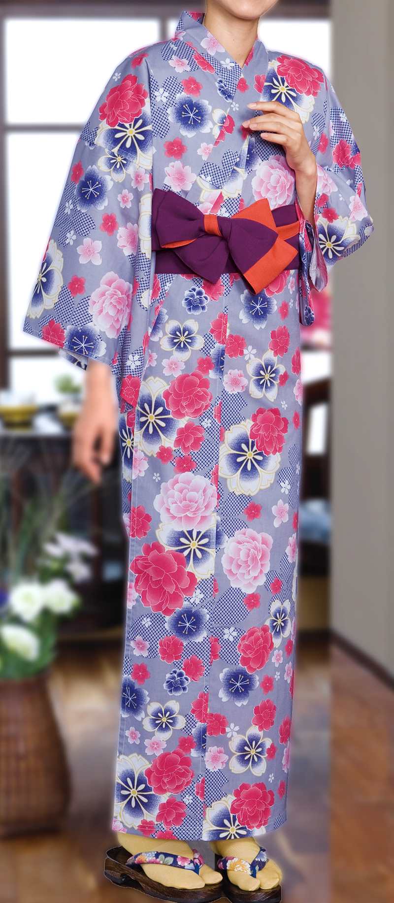 リネン浴衣桜づくし