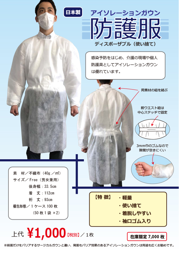 不織布の防護服